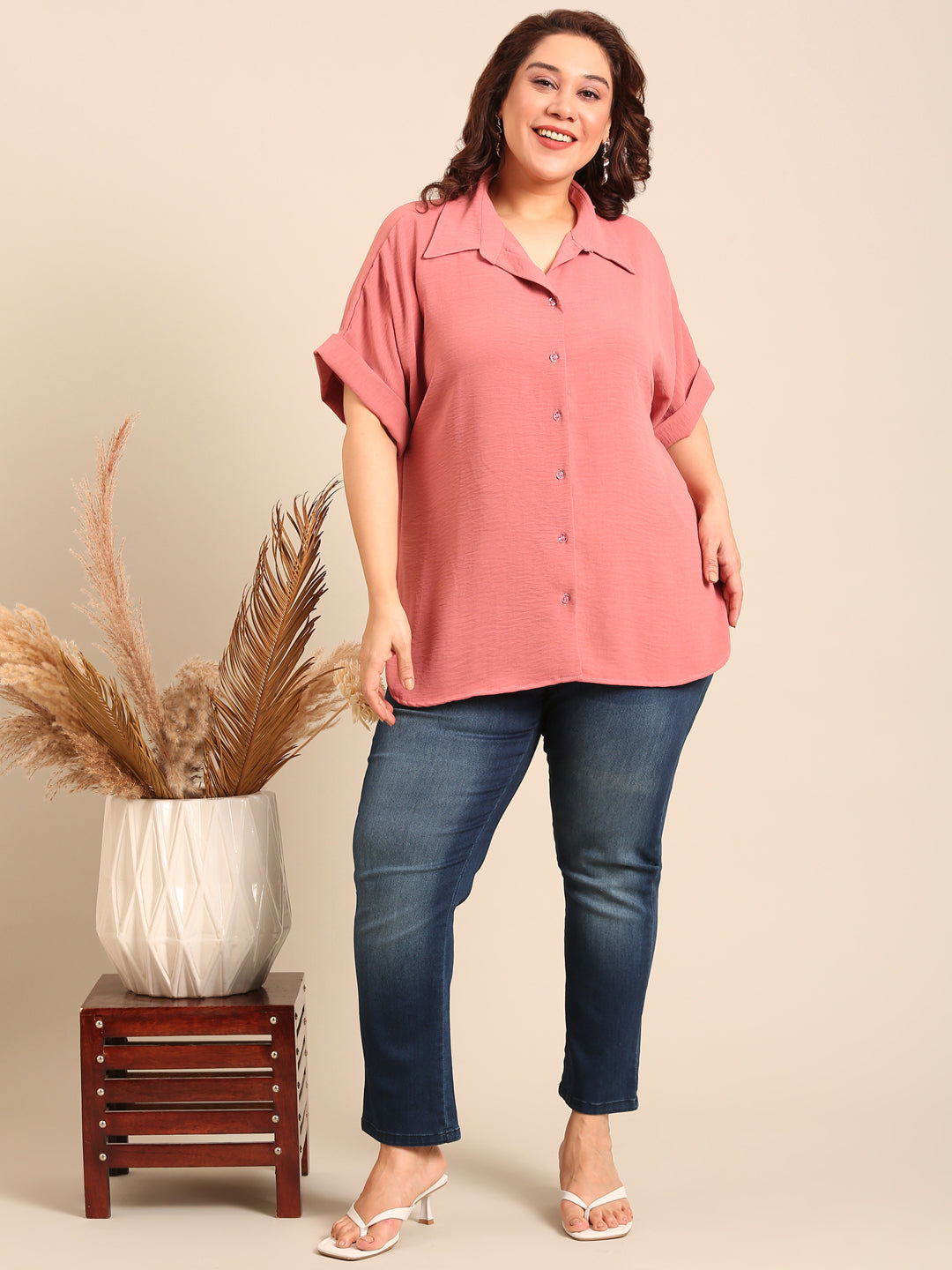Peach Drop Shoulder Shirt