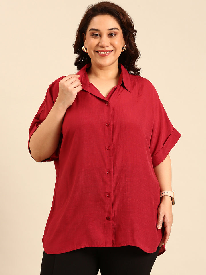 Megenta Relaxed-Fit Shirt