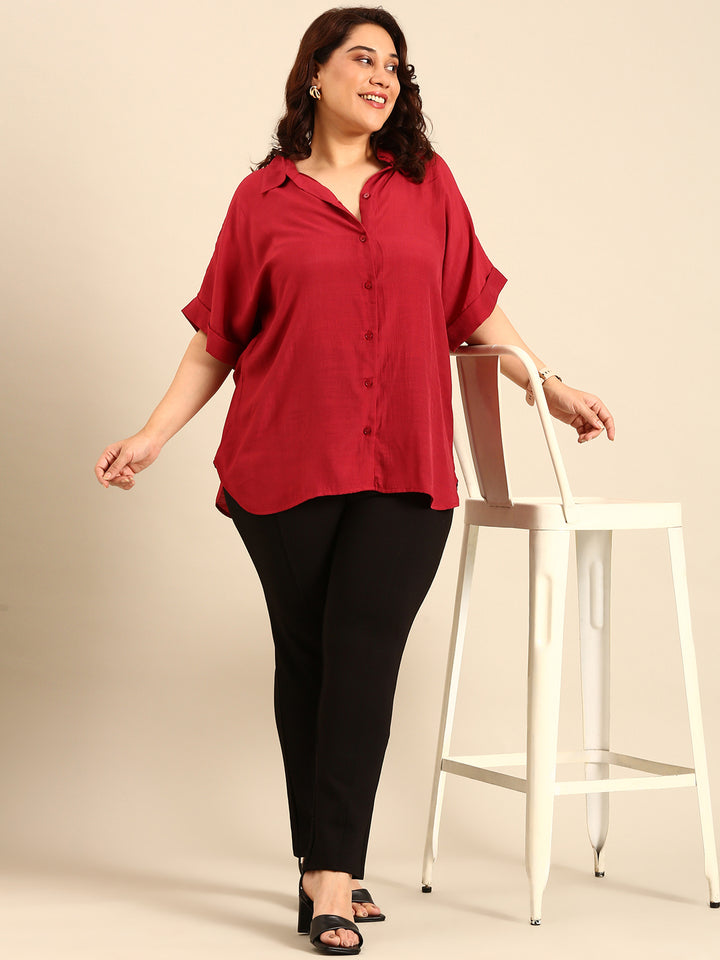 Megenta Relaxed-Fit Shirt
