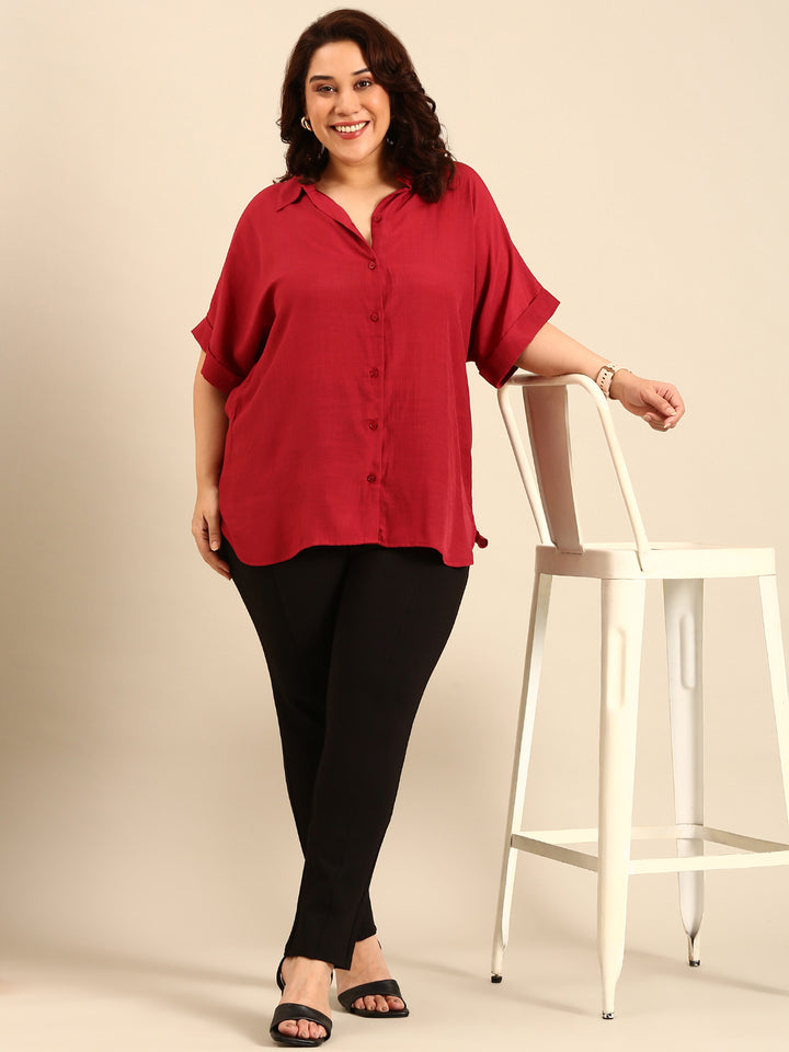 Megenta Relaxed-Fit Shirt