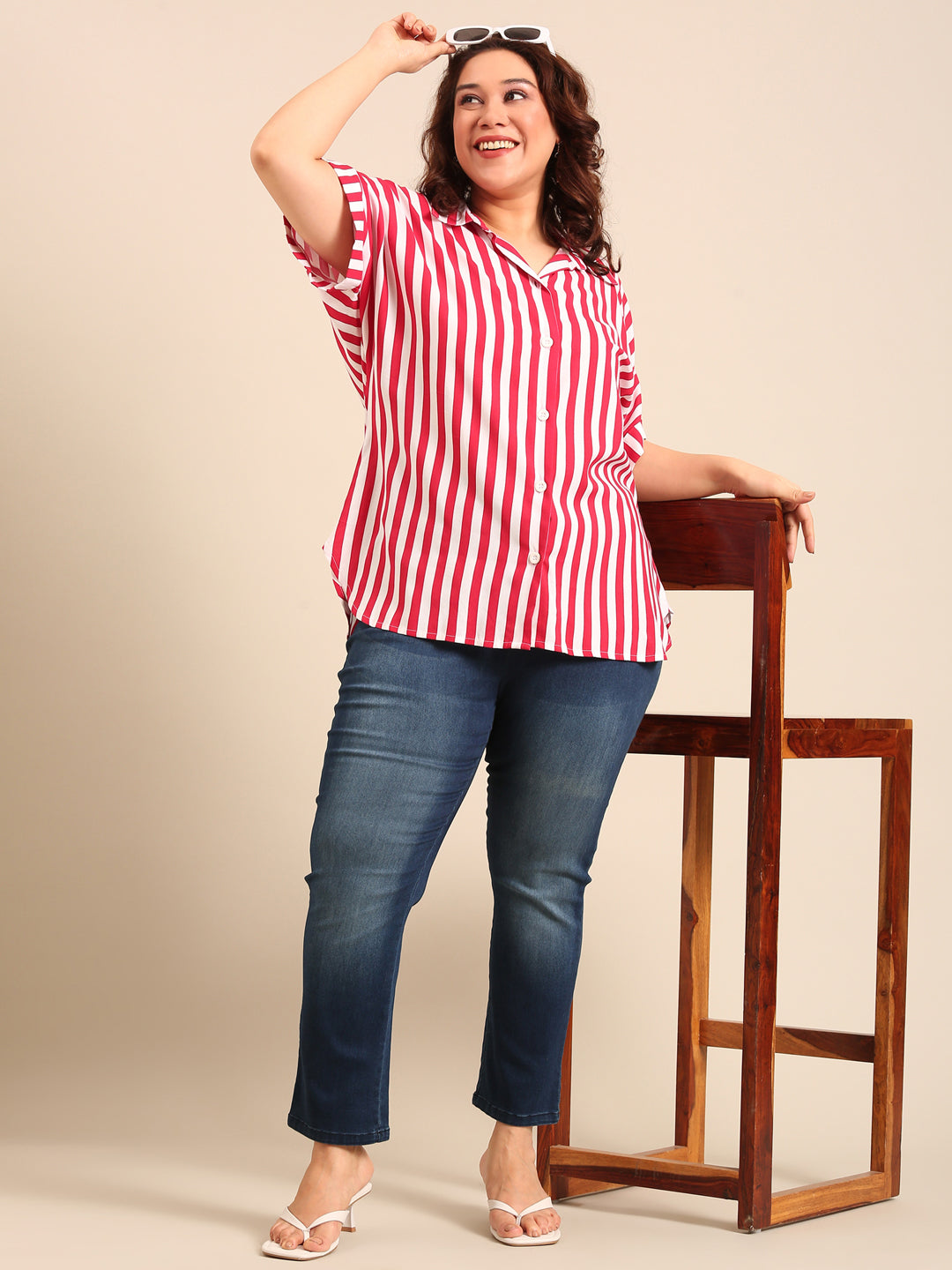 Red Striped Shirt and Navy Denim Co-ord (2-Piece)