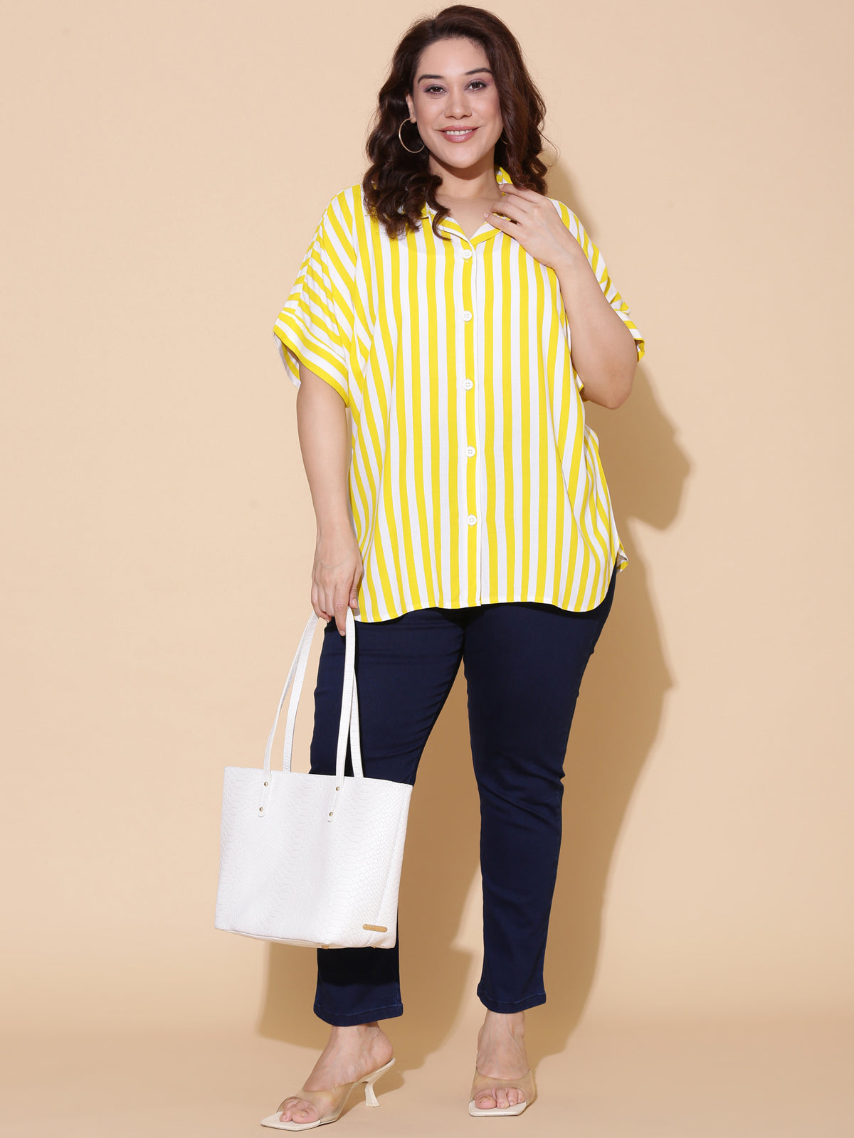 Yellow Striped Drop Shoulder Shirt
