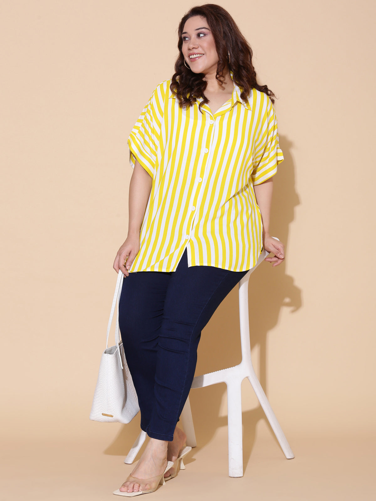 Yellow Striped Drop Shoulder Shirt