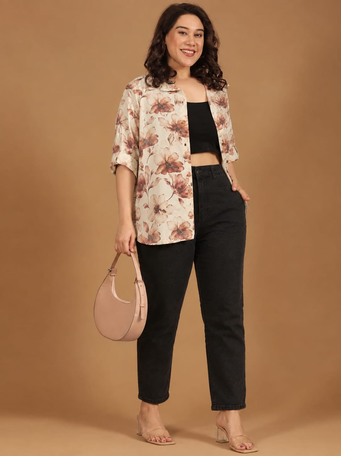 Brown Floral Button Down Shirt