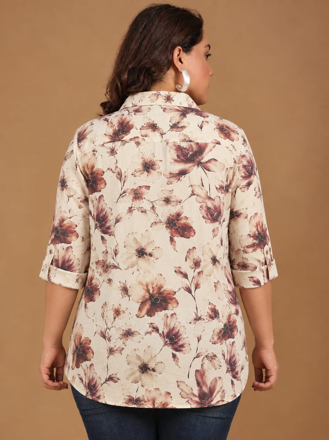 Brown Floral Button Down Shirt