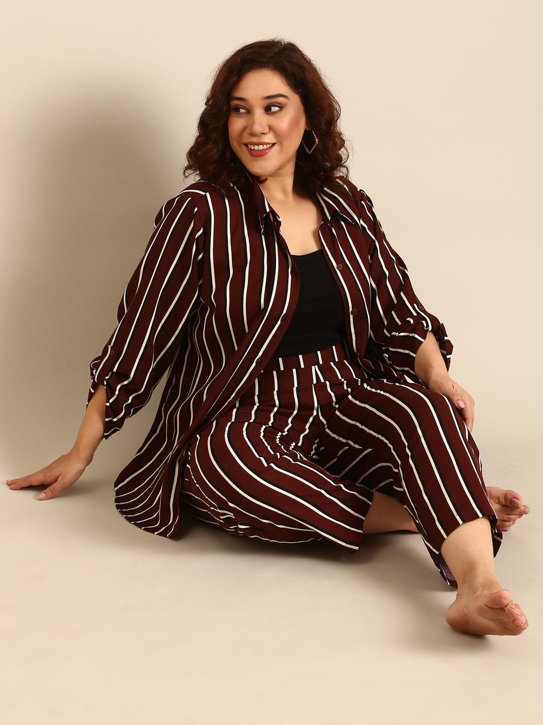 Brown Striped Co-ord Set (2 Piece)