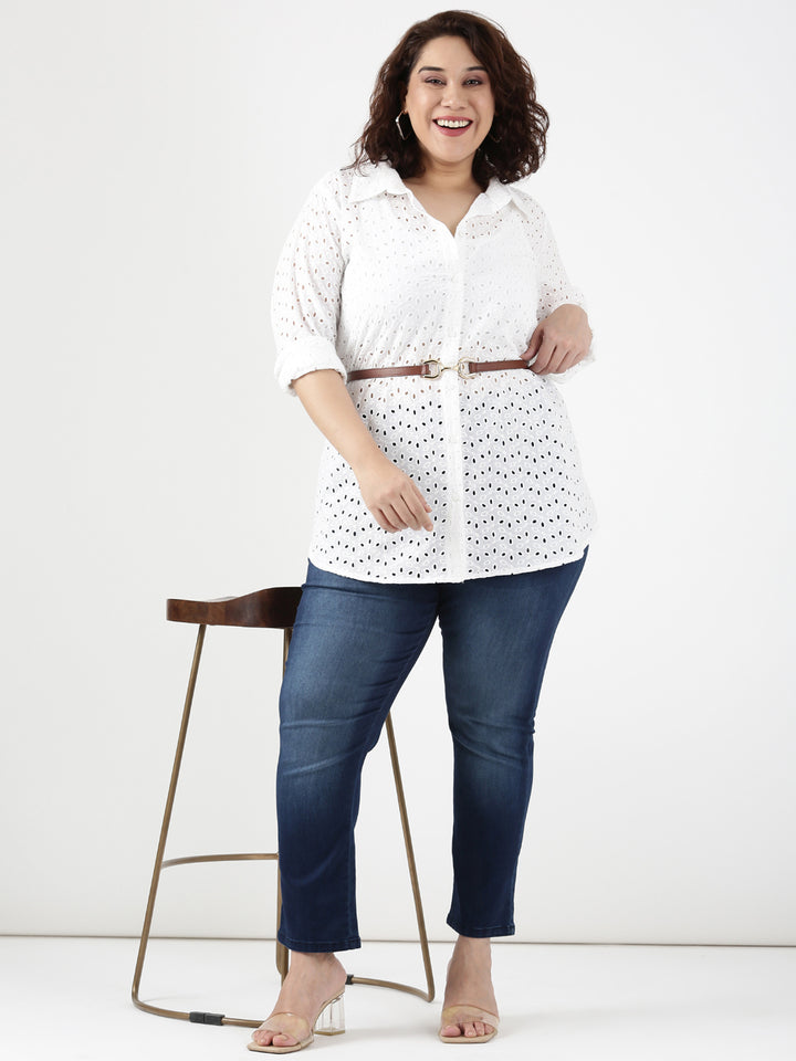Cotton Eyelet Embroidered Shirt