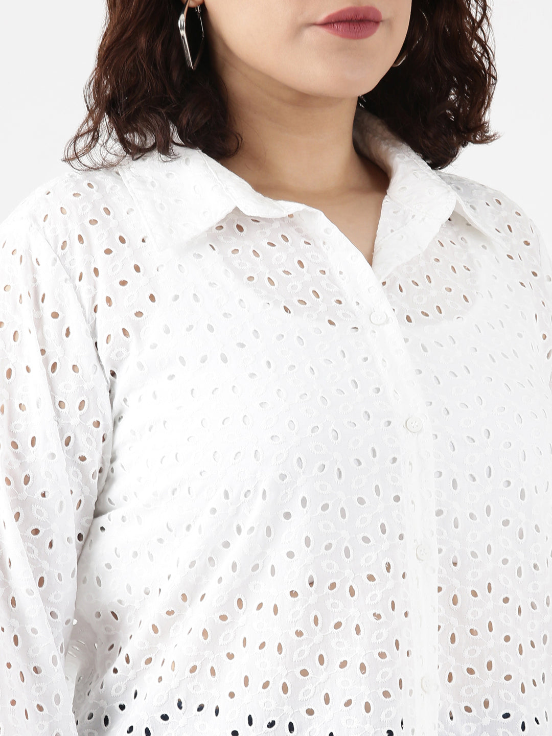 Cotton Eyelet Embroidered Shirt