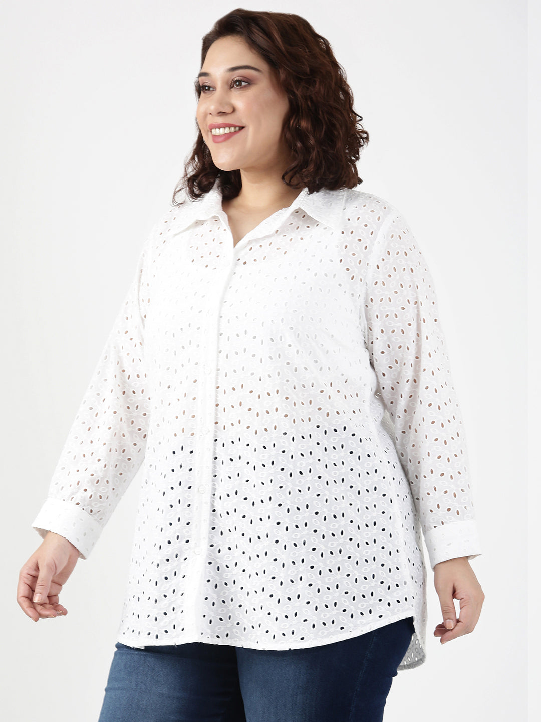 Cotton Eyelet Embroidered Shirt