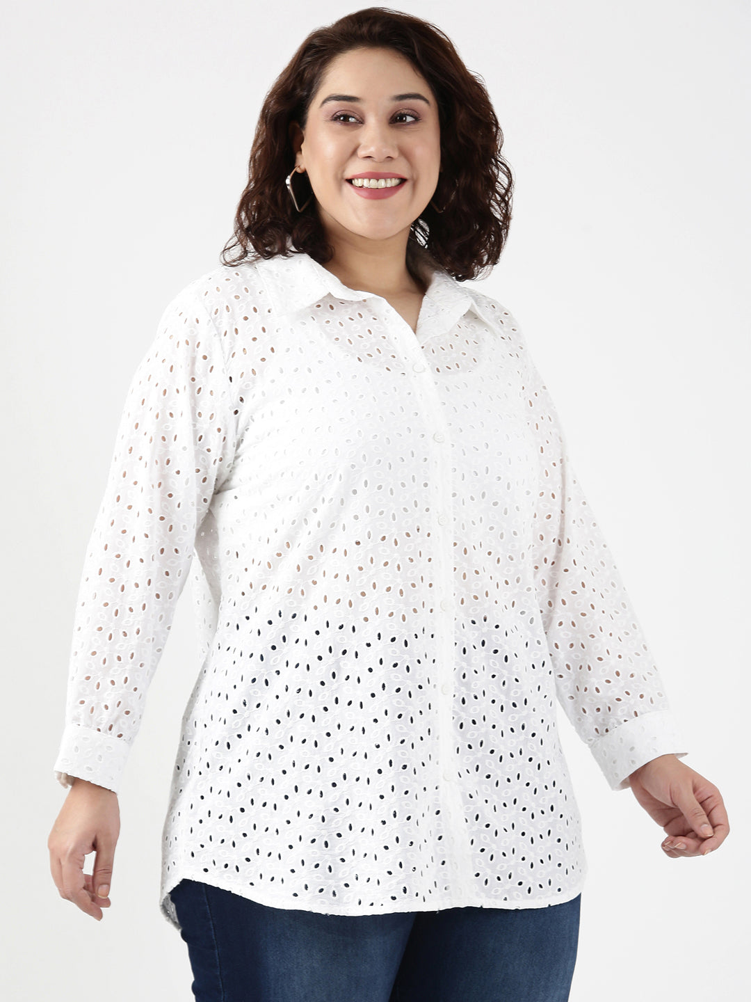 Cotton Eyelet Embroidered Shirt
