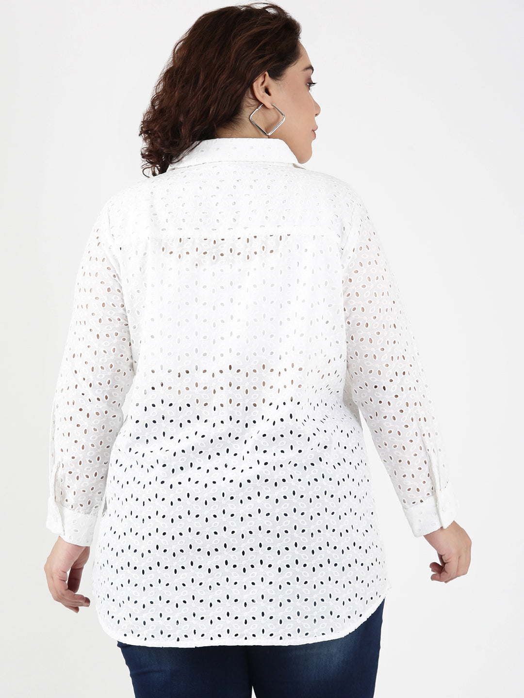 Cotton Eyelet Embroidered Shirt