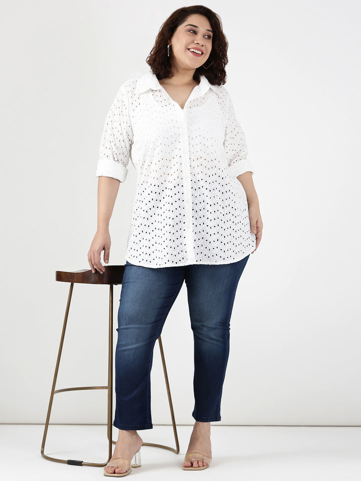 Cotton Eyelet Embroidered Shirt