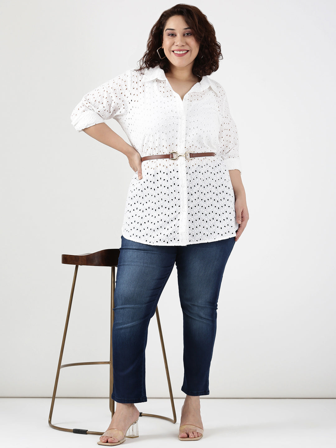 Cotton Eyelet Embroidered Shirt