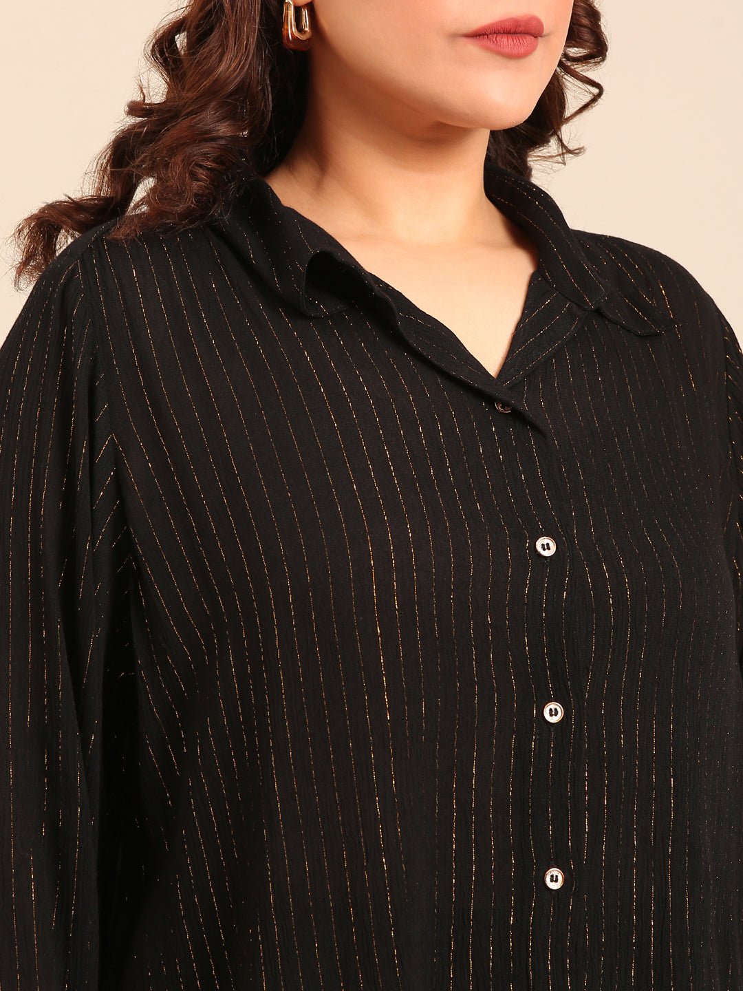 Gold Lurex Button-Down Shirt