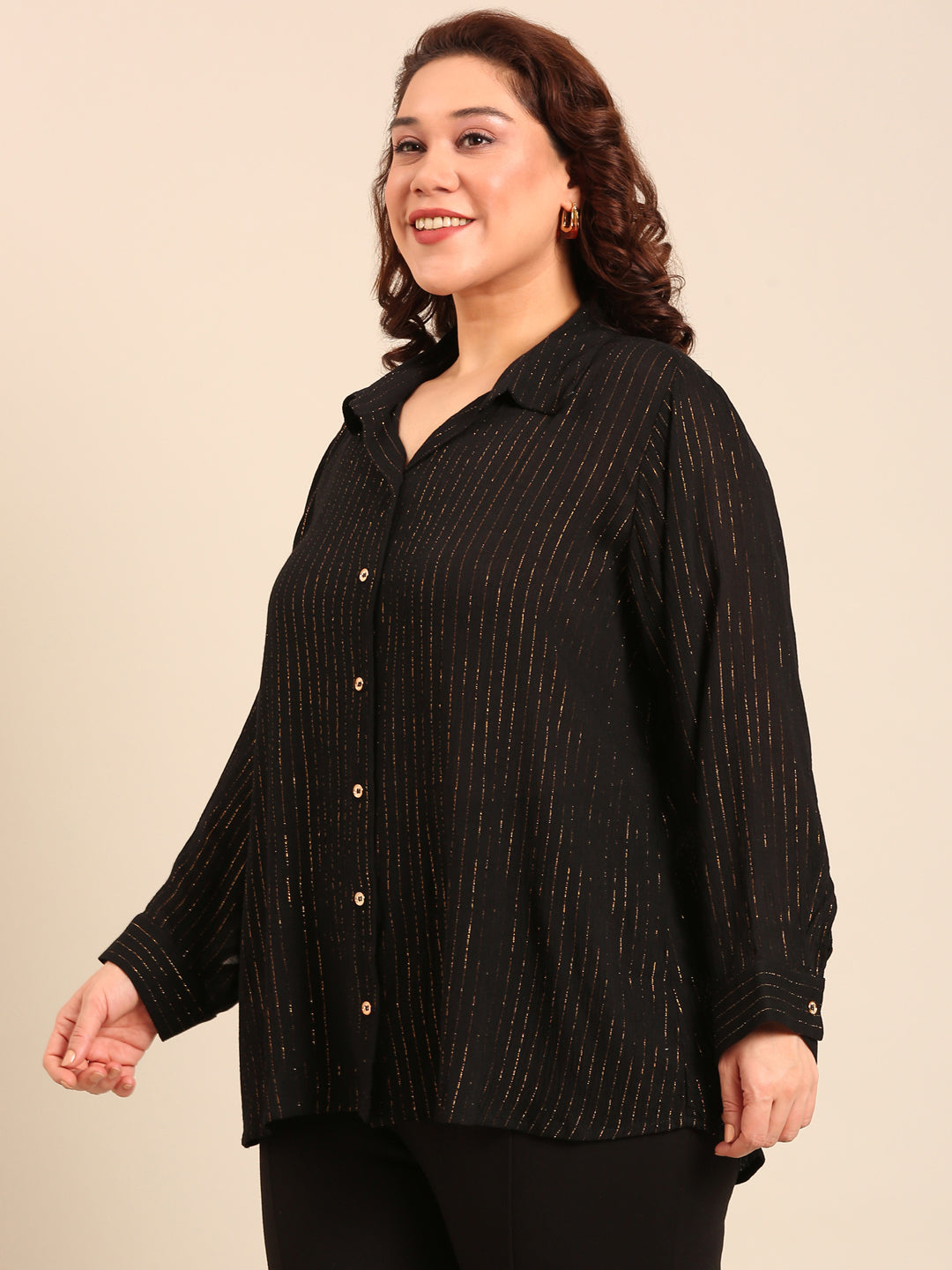 Gold Lurex Button-Down Shirt