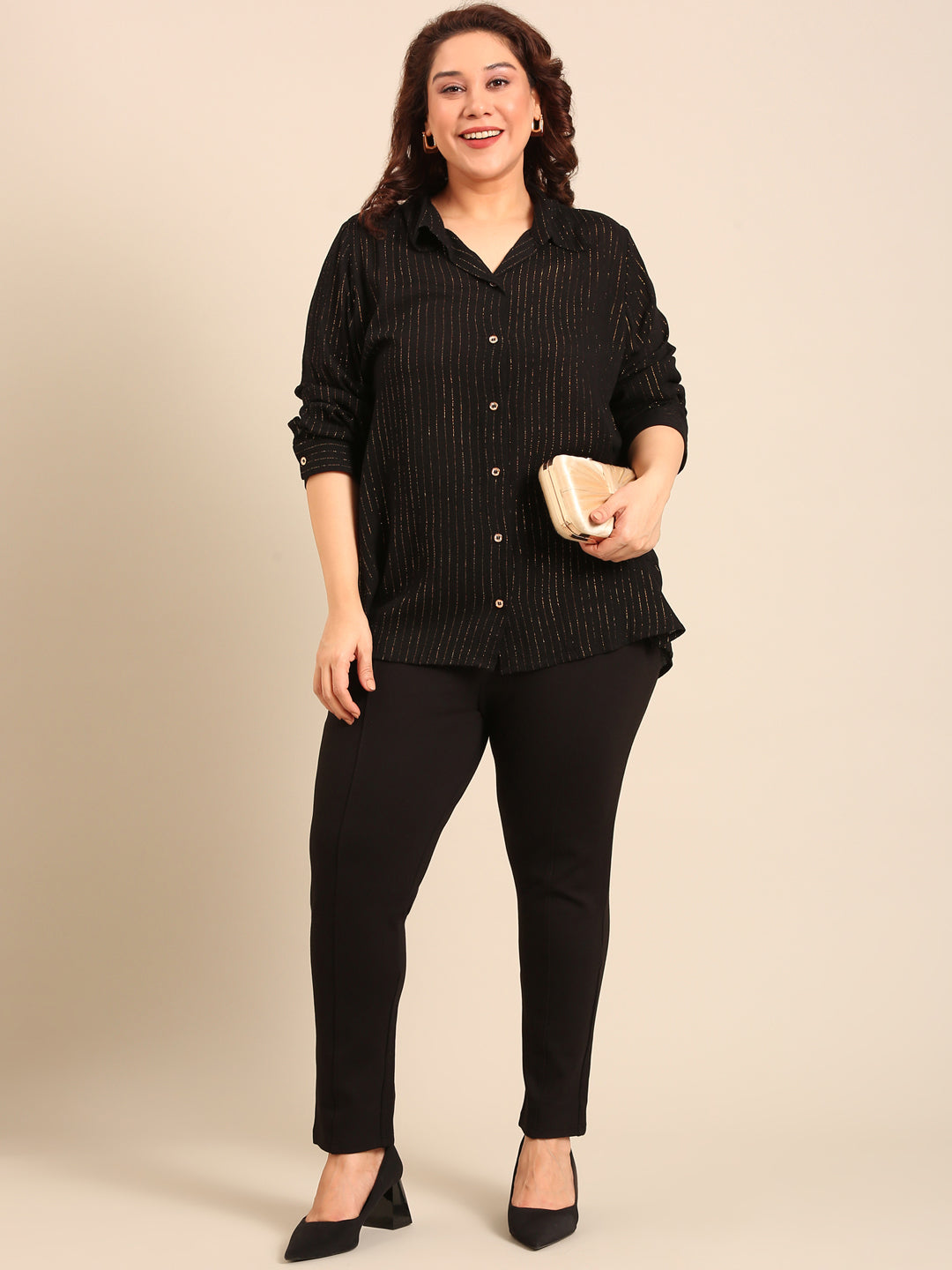 Gold Lurex Button-Down Shirt