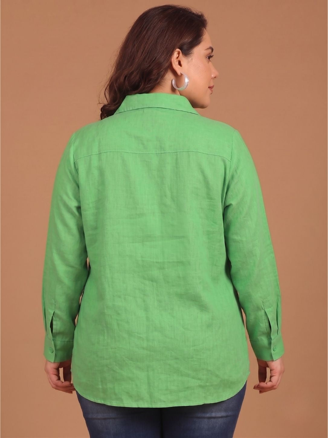 Green Linen Button Down Shirt