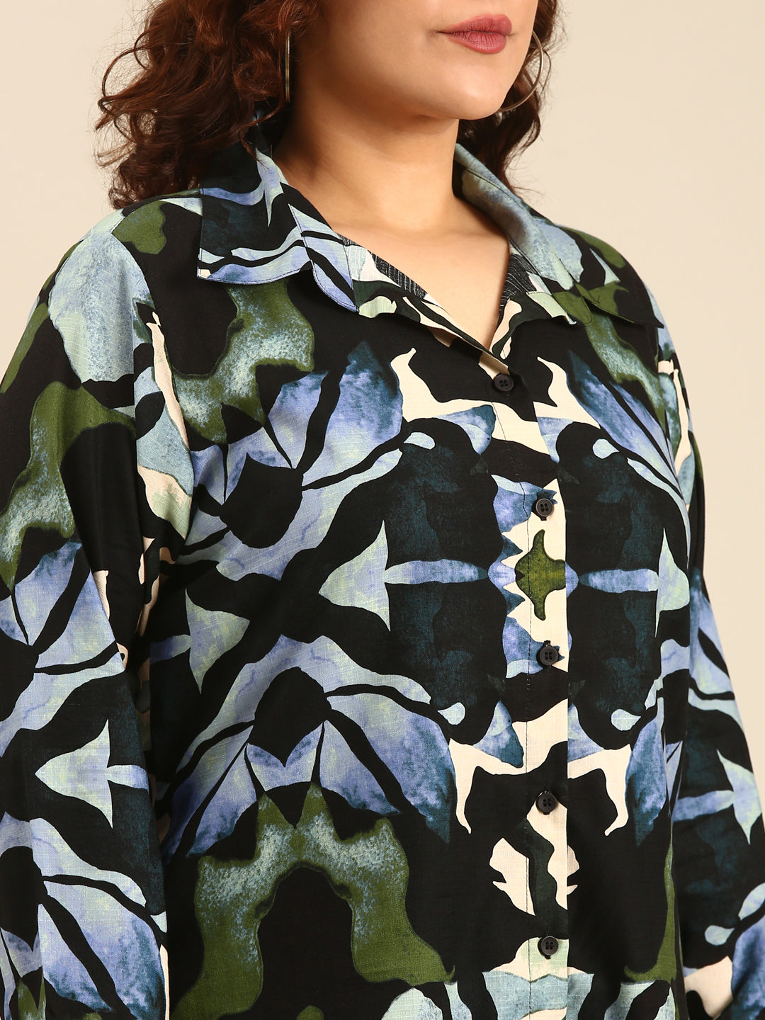 Abstract Printed Button Down Shirt