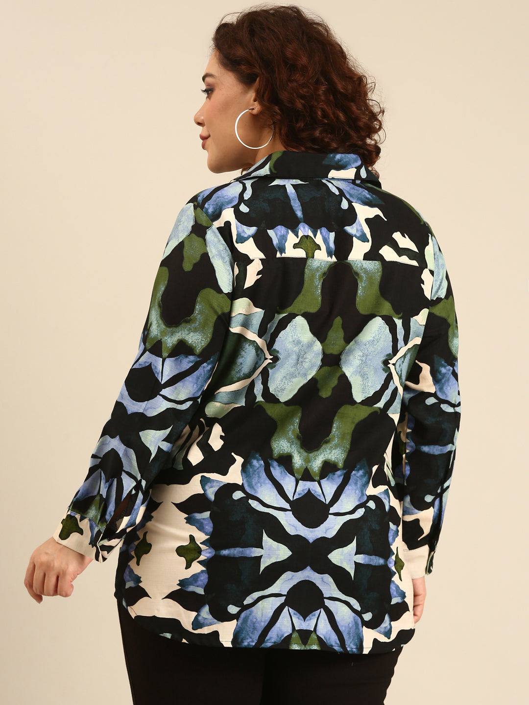 Abstract Printed Button Down Shirt