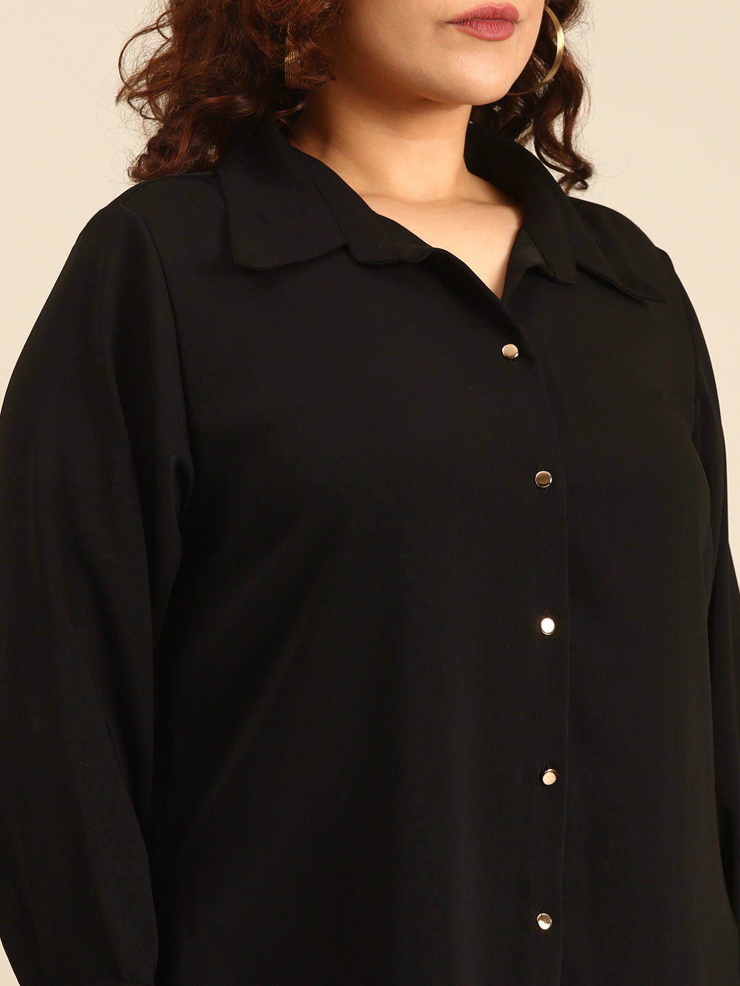 Solid Black Button Down Shirt