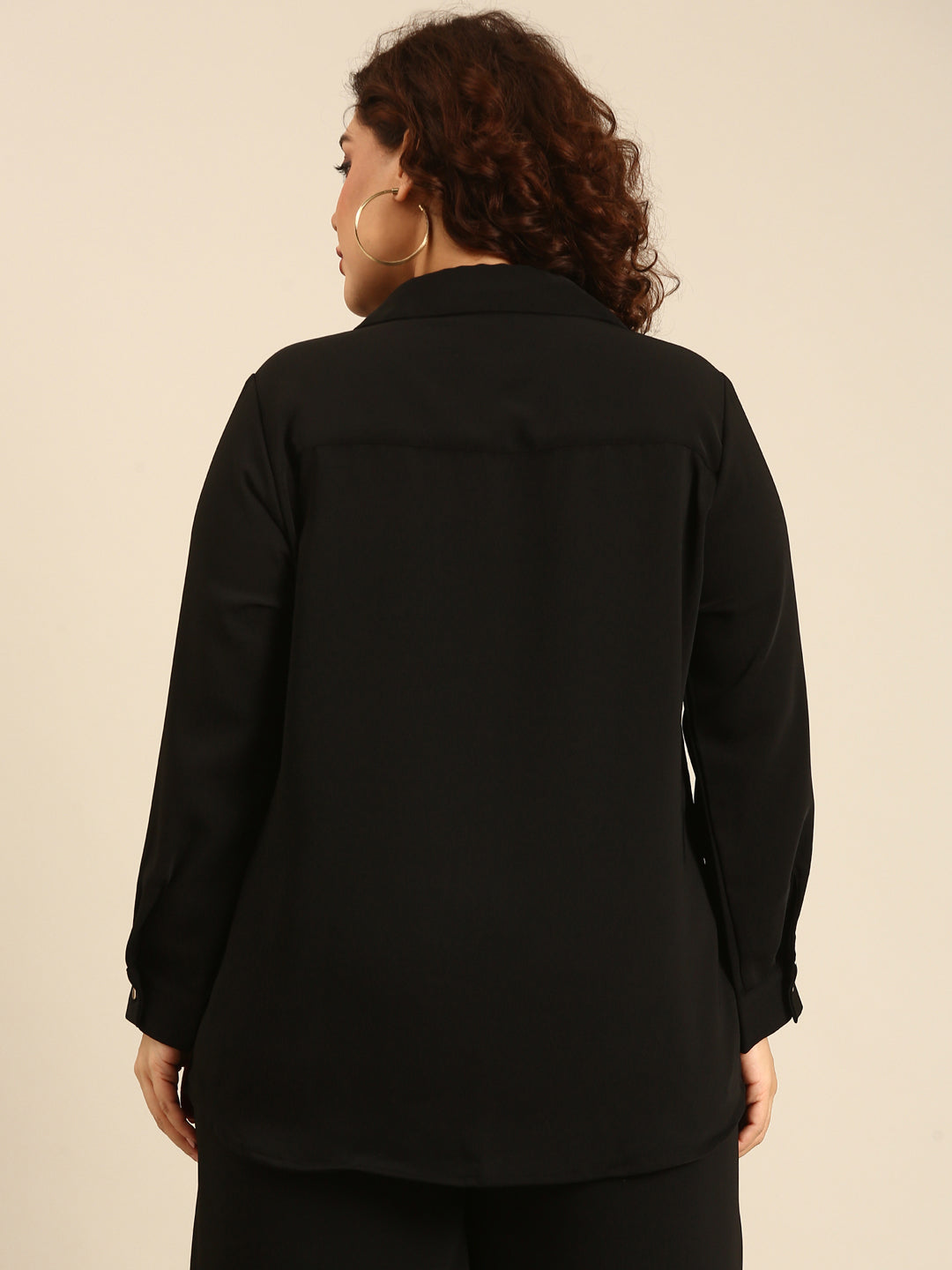 Solid Black Button Down Shirt