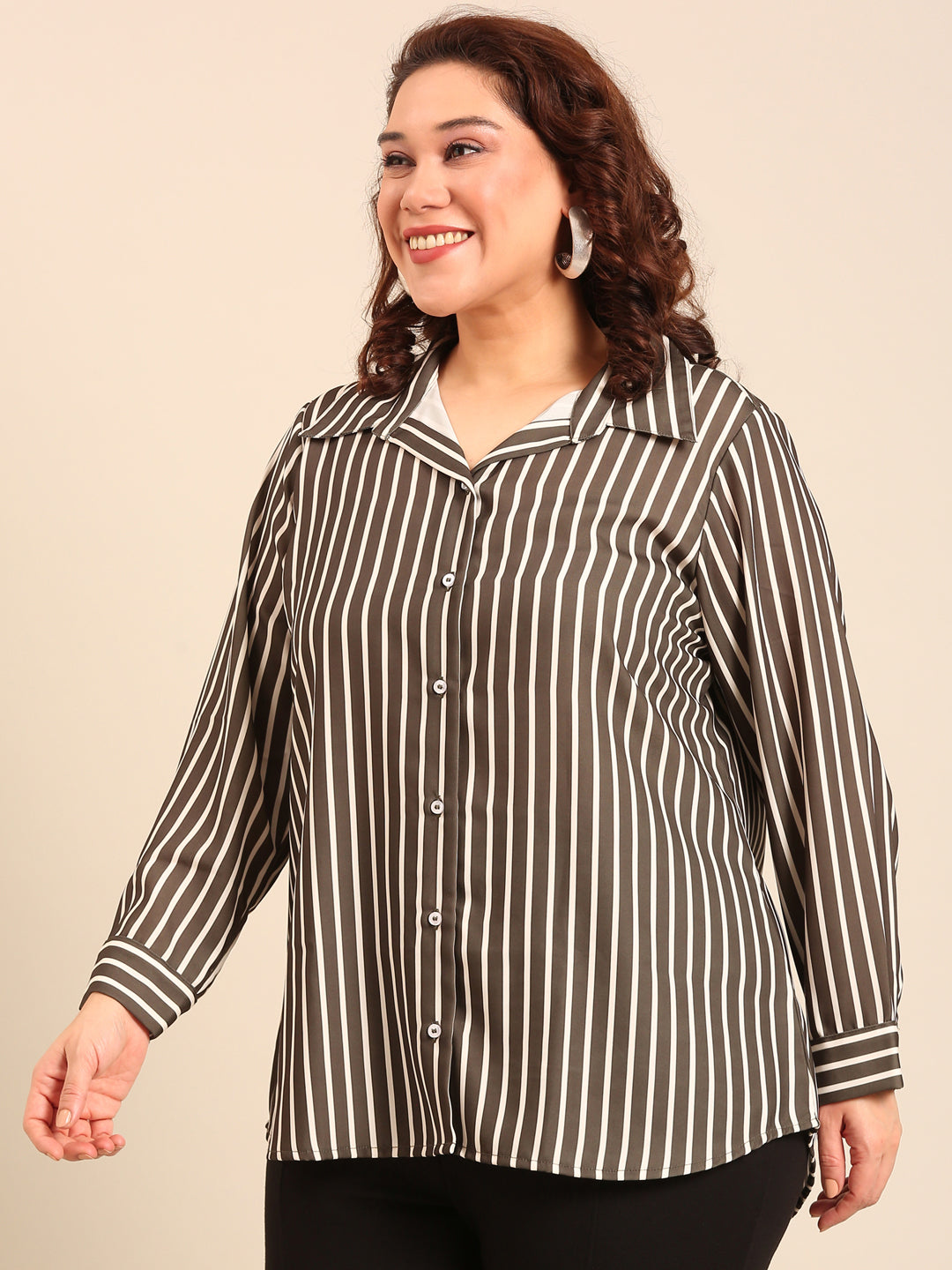 Olive Stripe Button-Down Shirt