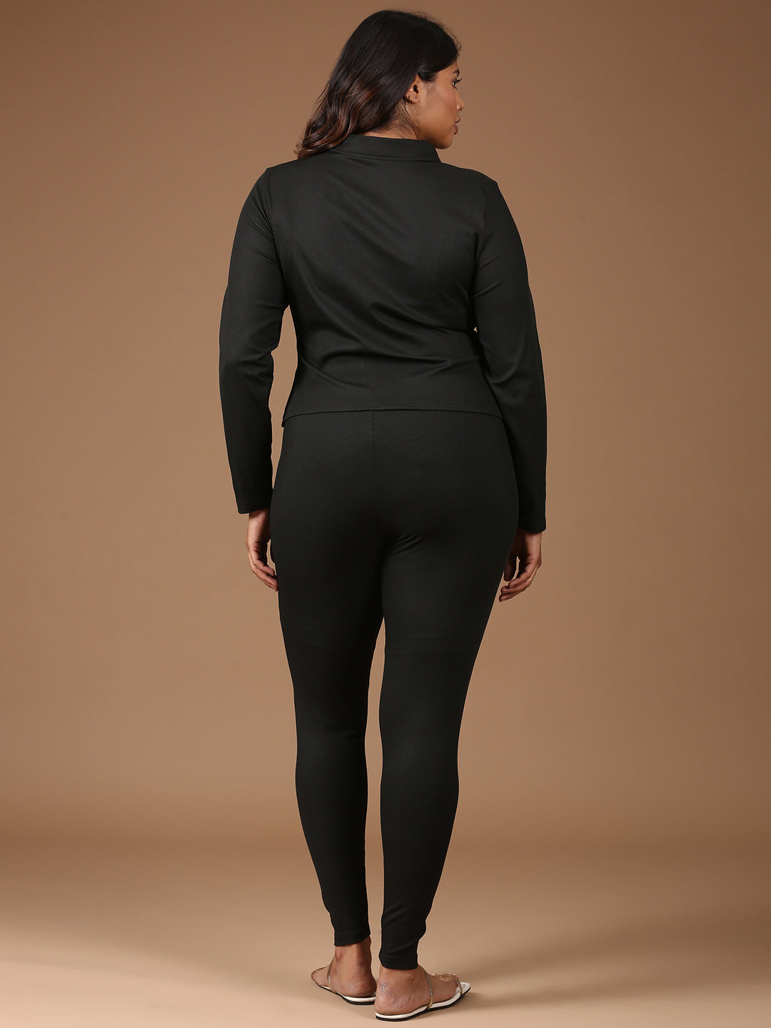 Black Ribbed Co-ord Set-(2 Piece)