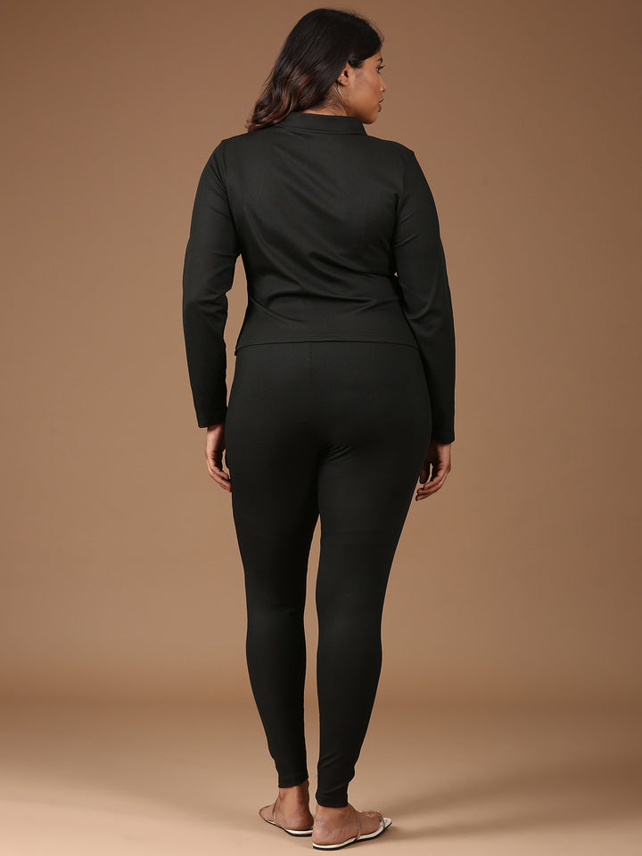 Black Ribbed Co-ord Set-(2 Piece)