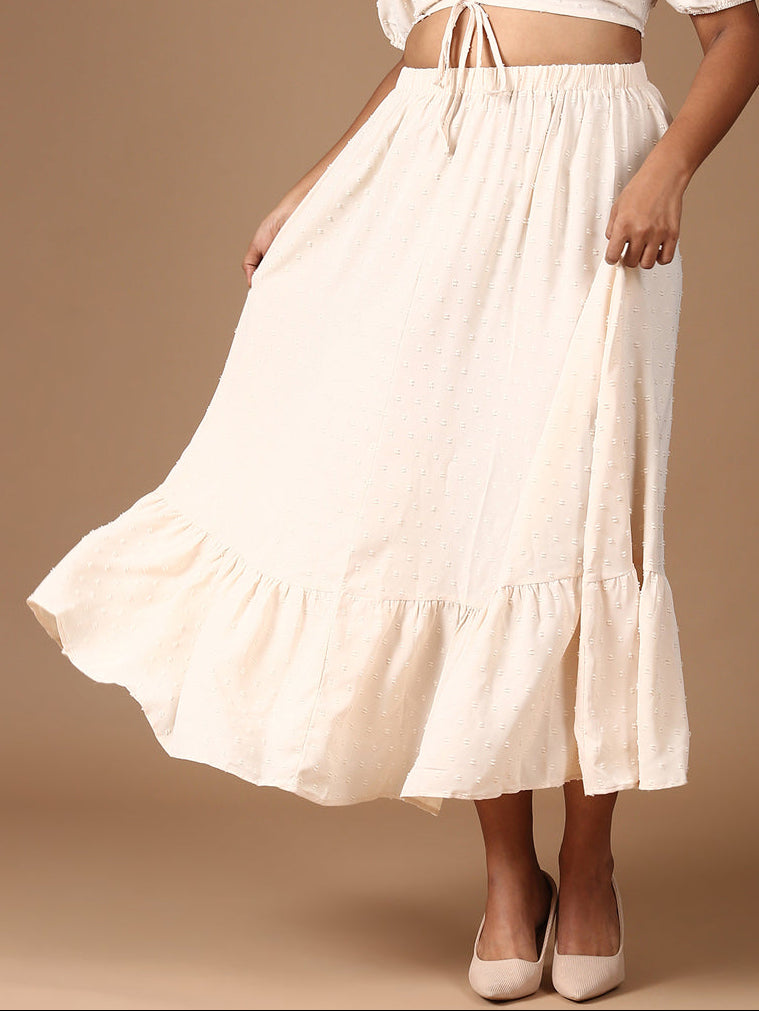 Beige Top And Skirt Co-ord Set-(2 Piece)