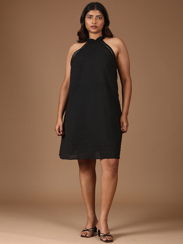 Black Halter Backless Dress