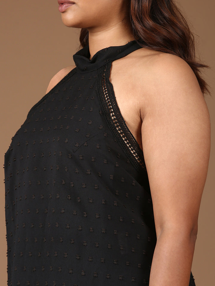 Black Halter Backless Dress