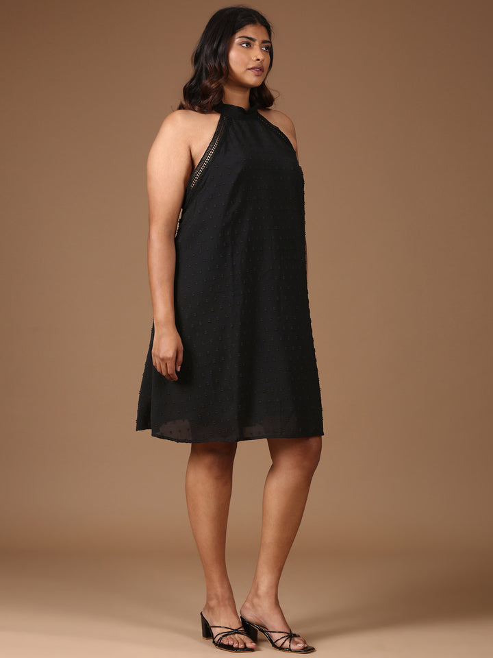 Black Halter Backless Dress