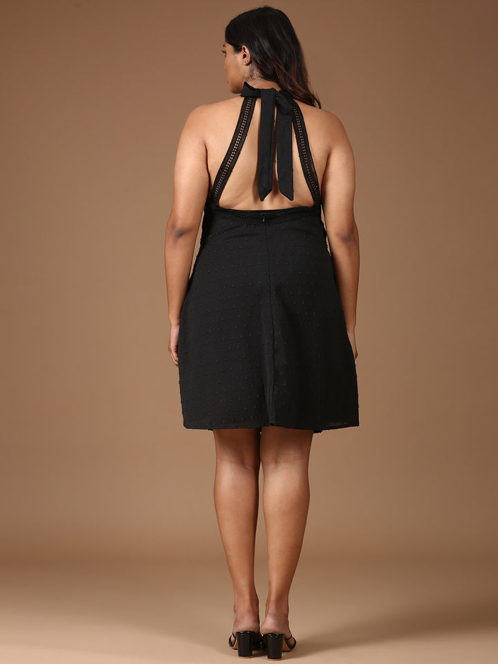Black Halter Backless Dress