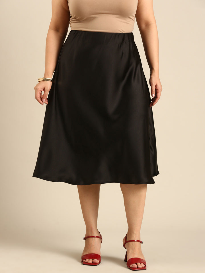 Black Satin Skirt Co-Ord Set (2 Piece)