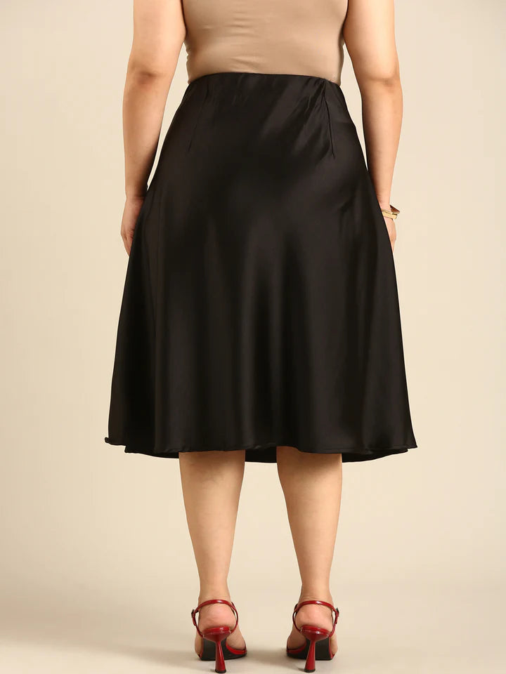Black And Burgundy Satin Skirt Combo- Pack of 2
