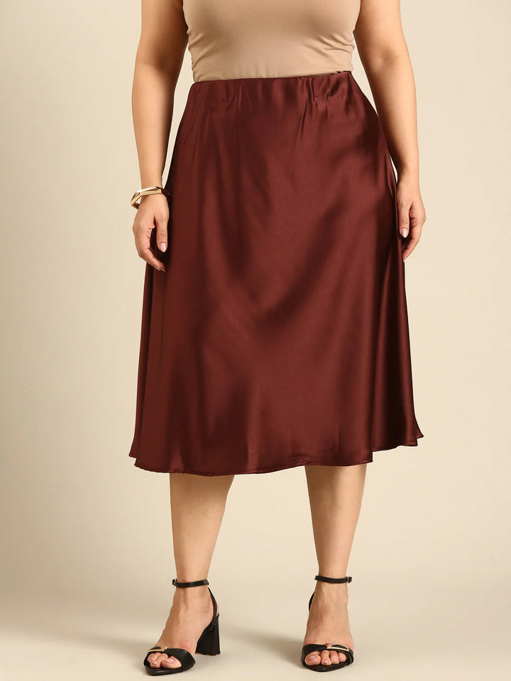 Black And Burgundy Satin Skirt Combo- Pack of 2