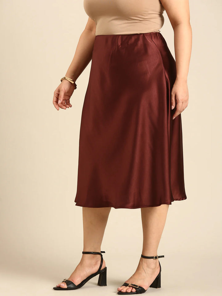 Black And Burgundy Satin Skirt Combo- Pack of 2