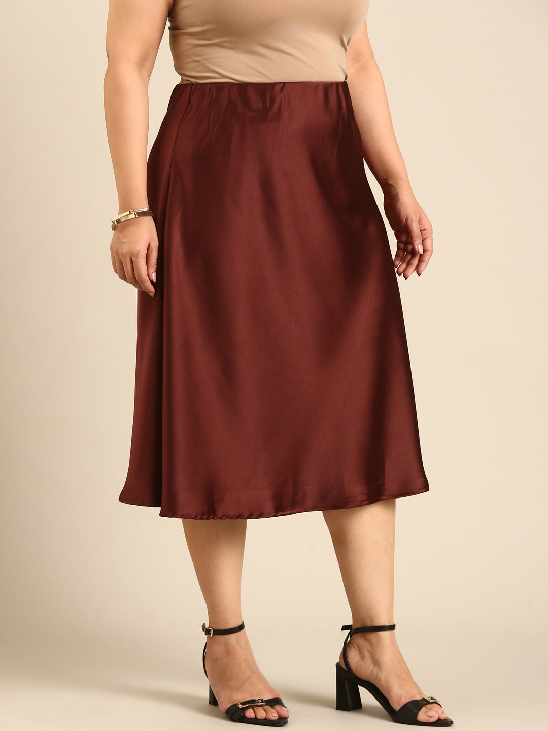 Satin Flared Skirt4