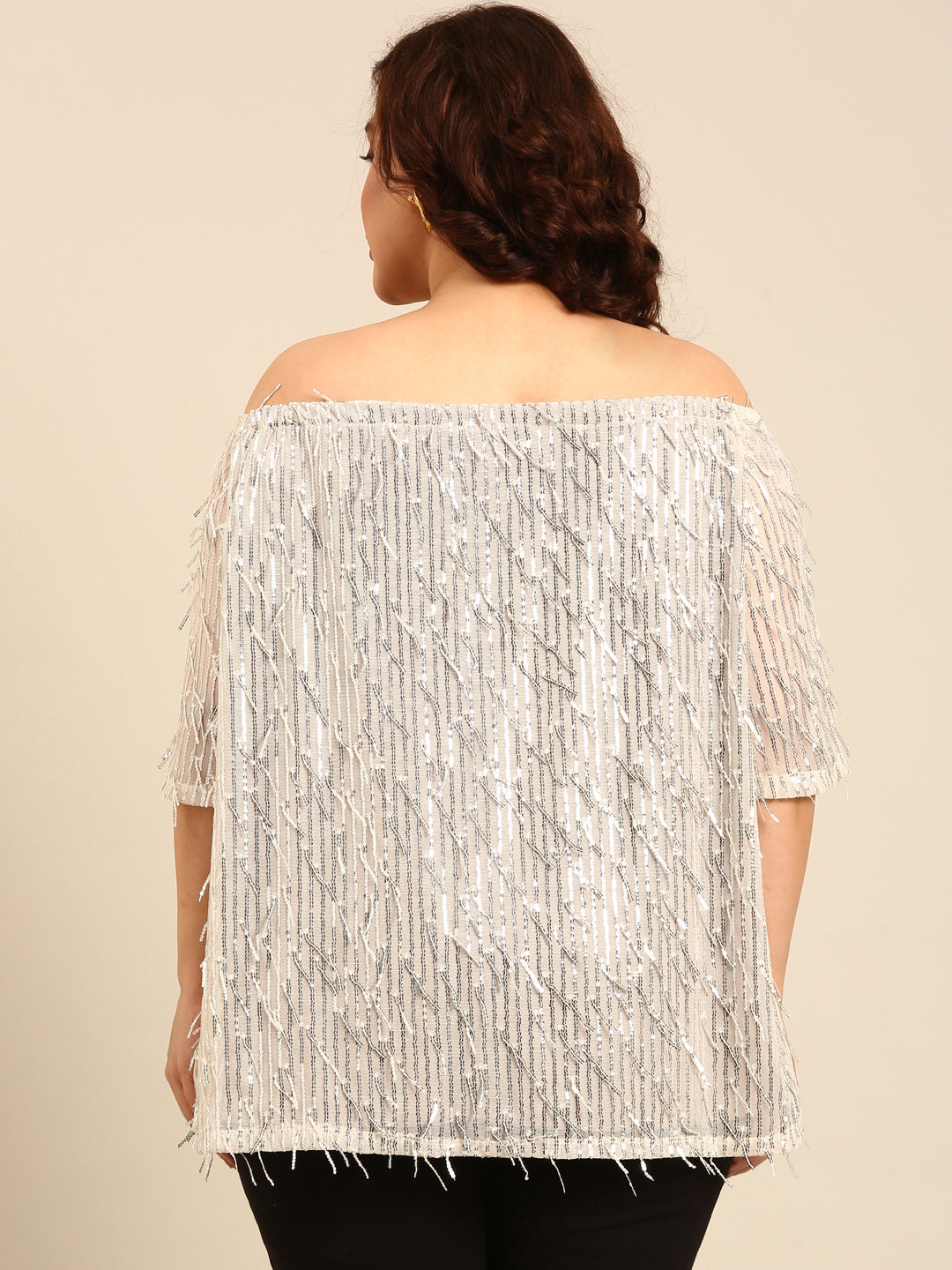 Silver Sequin Off-Shoulder Top5