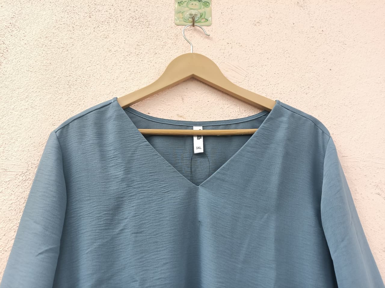 Smoky Blue V-Neckline Top