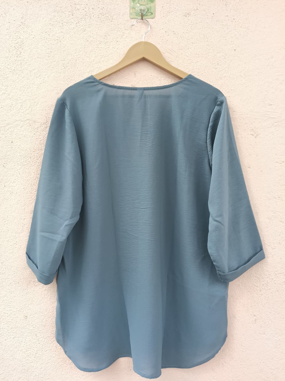 Smoky Blue V-Neckline Top