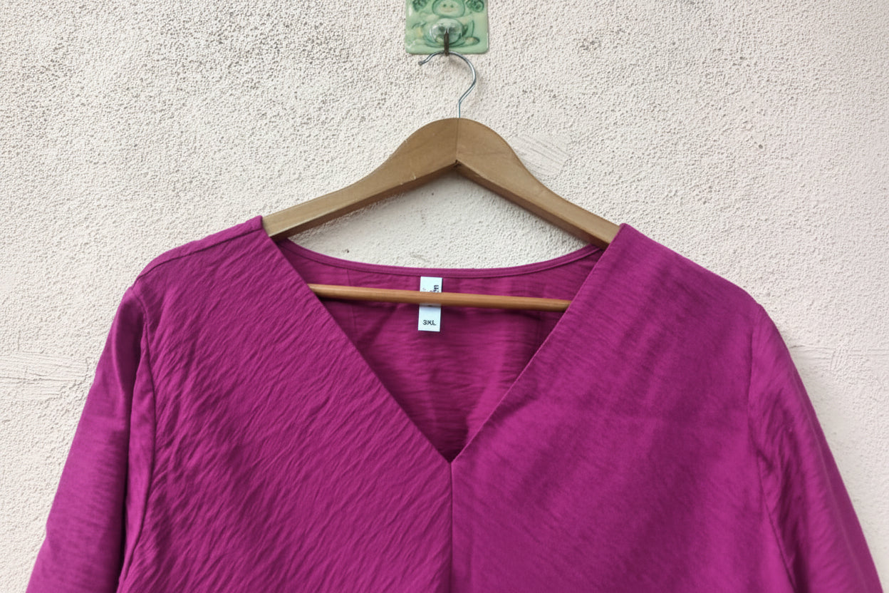 Solid Pink V-Neck Tunic