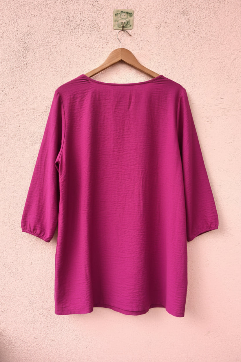 Solid Pink V-Neck Tunic