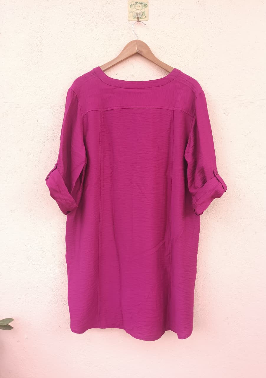 Solid Pink V-Neckline Tunic