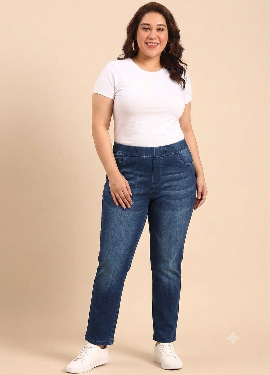 Straight-Cut Indigo Jeans