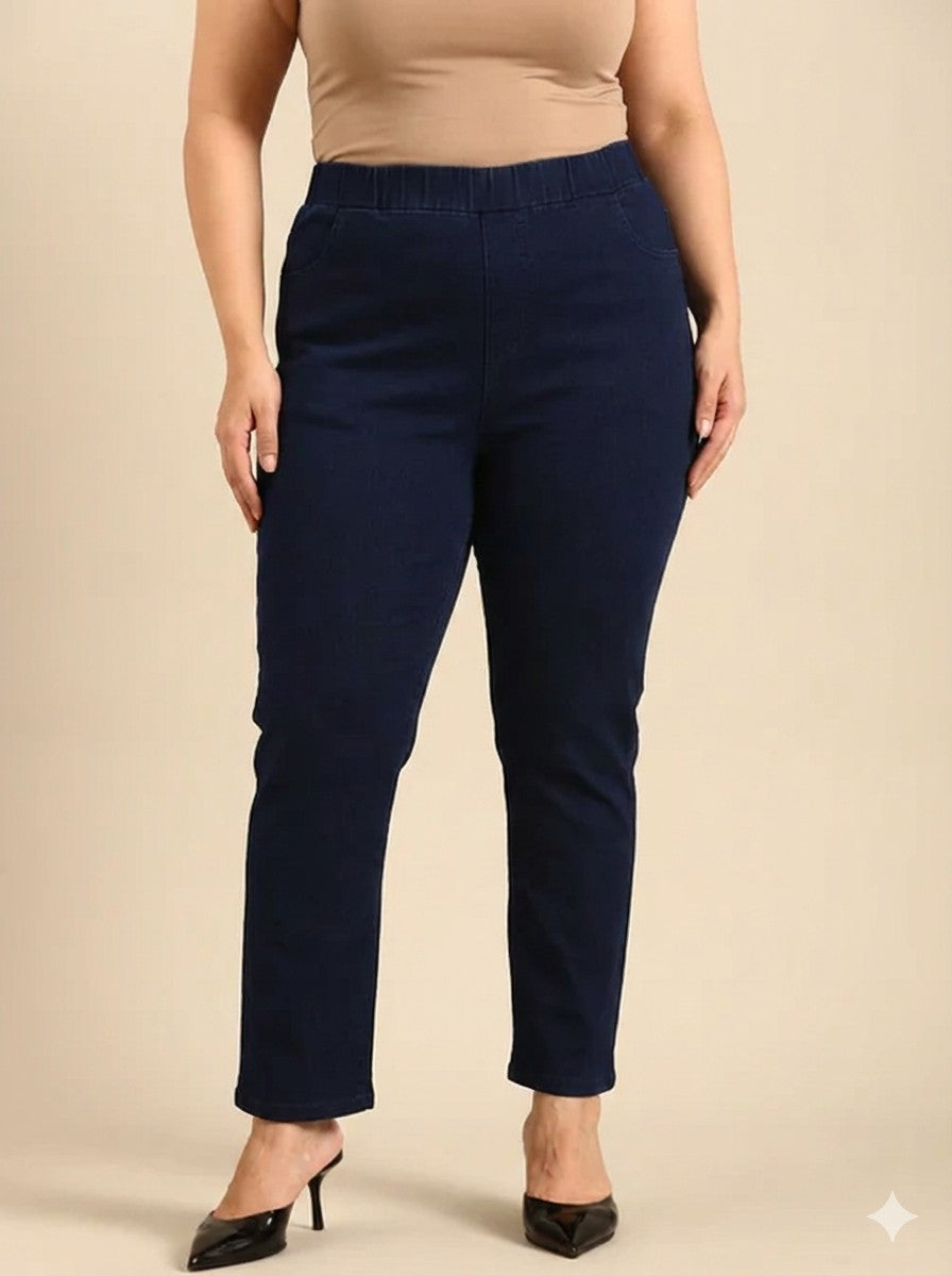 Solid Indigo Straight Fit Jeans