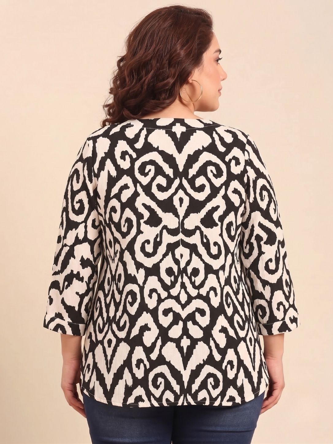 Black & White Crepe Top