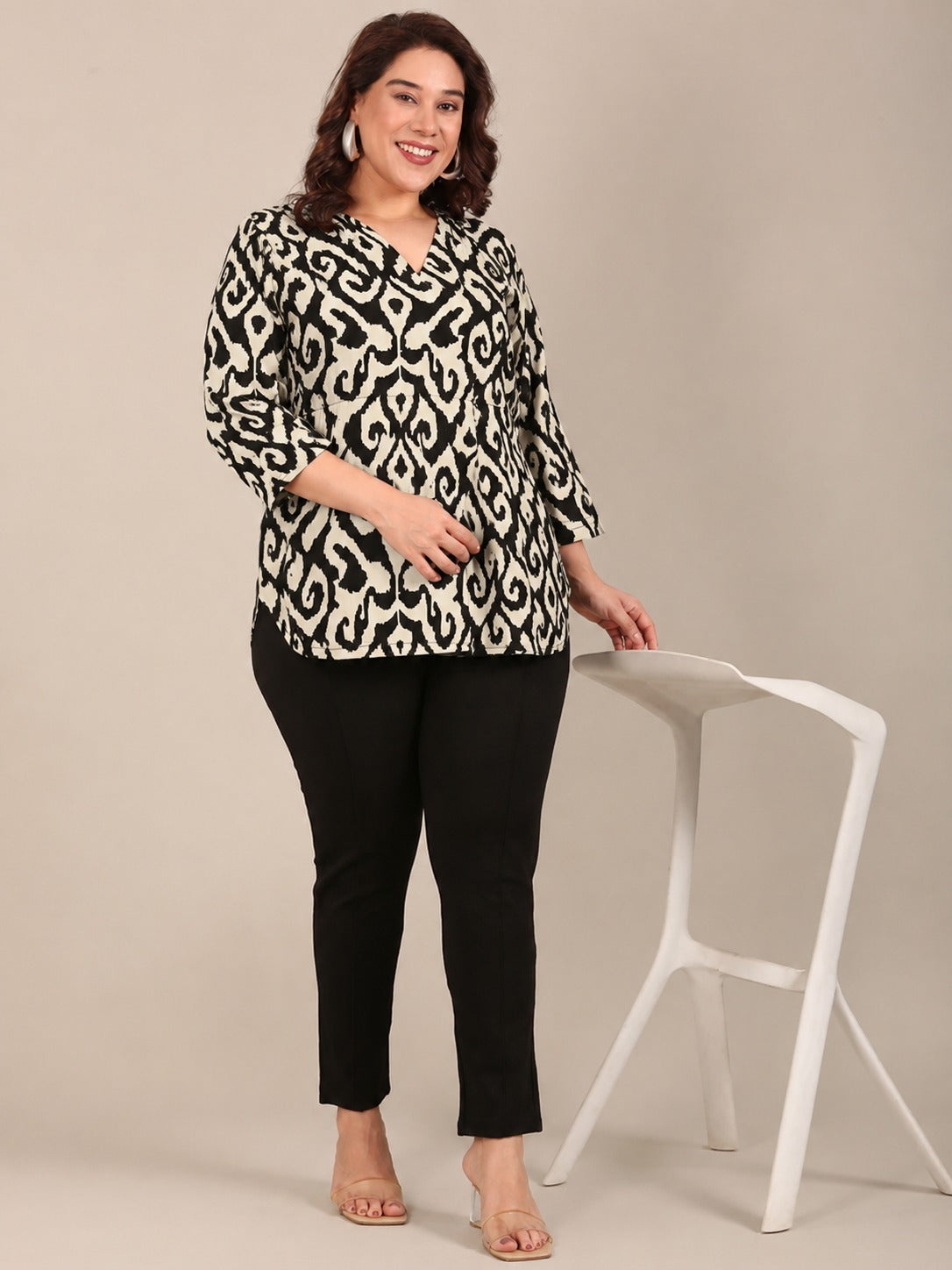Black & White Crepe Top