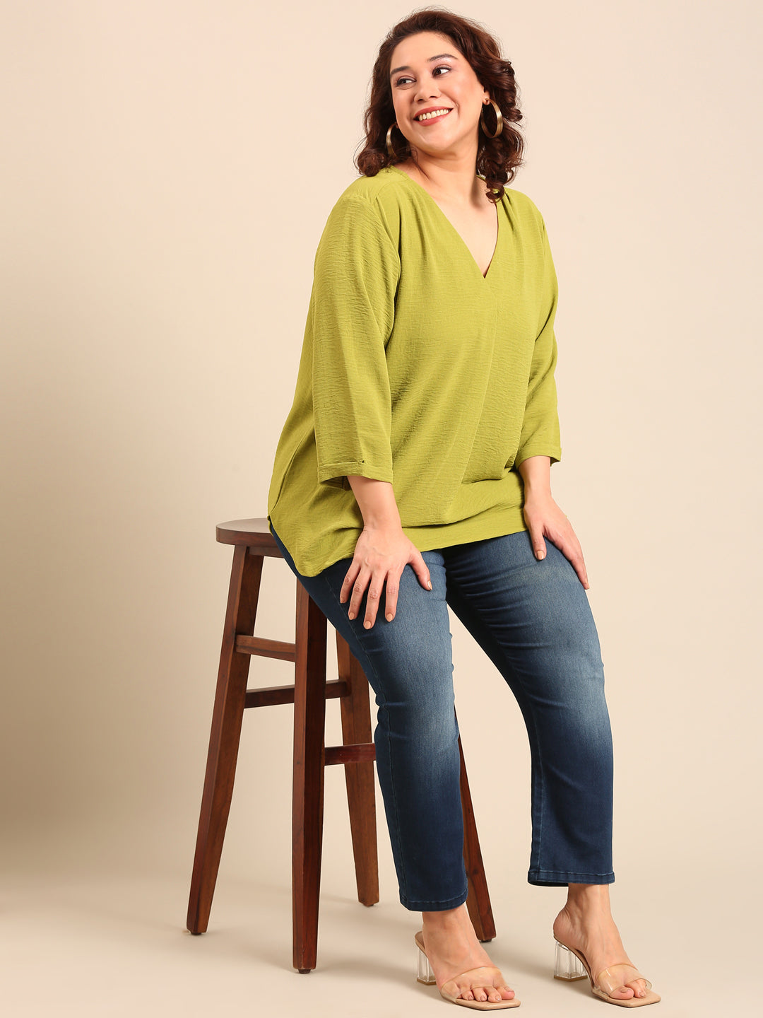 Green Front Pleat Top