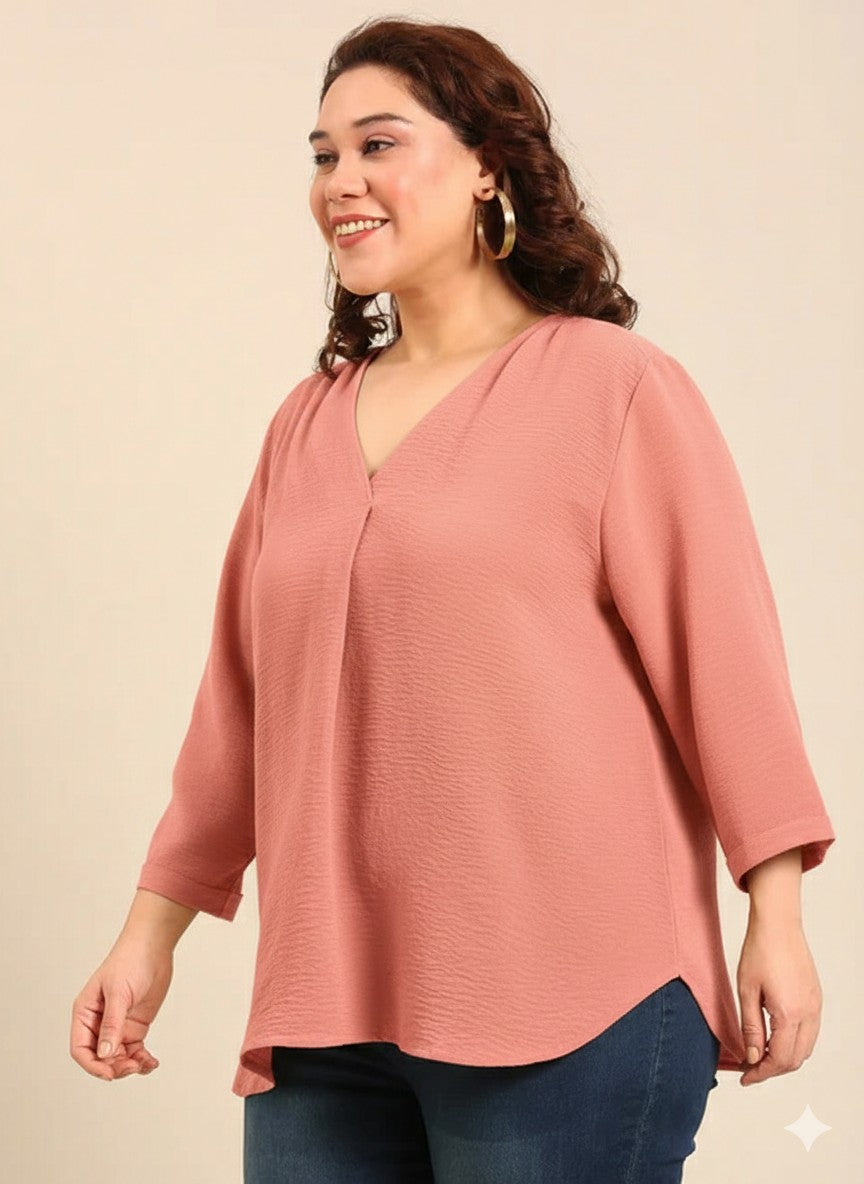 Peach Front Pleat Top